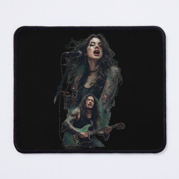 Item preview, Passionate Rock Band Art with Tattooed Female Singer and Guitarist designed and sold by UrbanPrts.