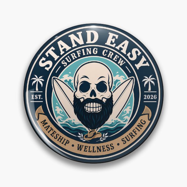Item preview, Stand Easy Veteran Surf Club Logo Sunshine Coast - Male Version Black Beard designed and sold by Bombergirls.