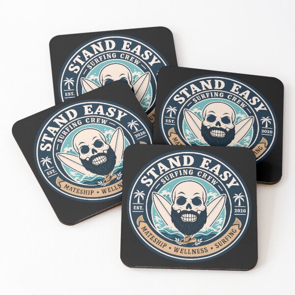 Item preview, Stand Easy Veteran Surf Club Logo Sunshine Coast - Male Version Black Beard designed and sold by Bombergirls.