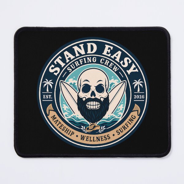 Item preview, Stand Easy Veteran Surf Club Logo Sunshine Coast - Male Version Black Beard designed and sold by Bombergirls.