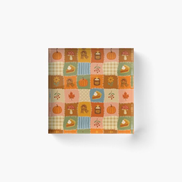 Item preview, Cozy Autumn Patchwork – Pumpkins, Pie, Candles & Fall Leaves designed and sold by OLAIZA.