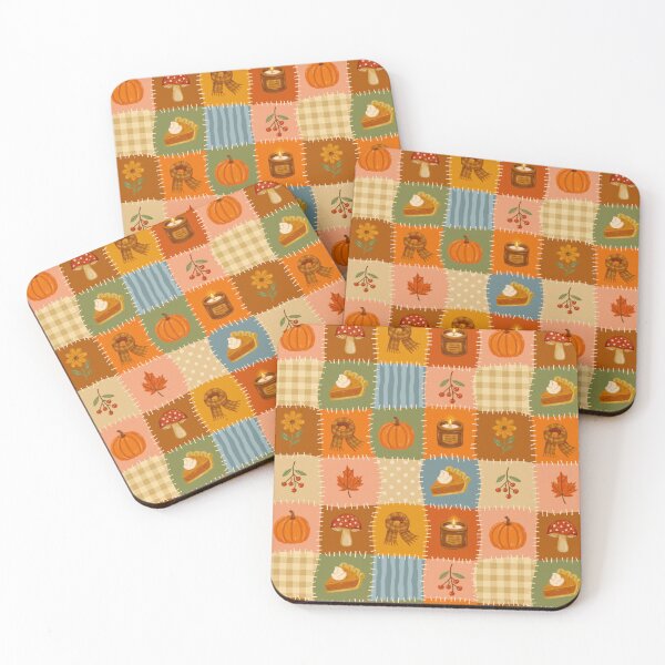 Item preview, Cozy Autumn Patchwork – Pumpkins, Pie, Candles & Fall Leaves designed and sold by OLAIZA.