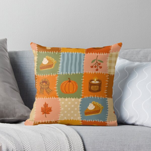 Item preview, Cozy Autumn Patchwork – Pumpkins, Pie, Candles & Fall Leaves designed and sold by OLAIZA.