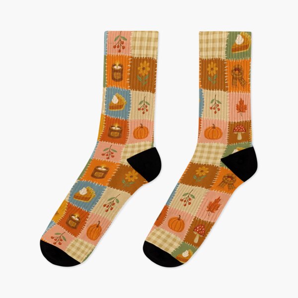 Item preview, Cozy Autumn Patchwork – Pumpkins, Pie, Candles & Fall Leaves designed and sold by OLAIZA.