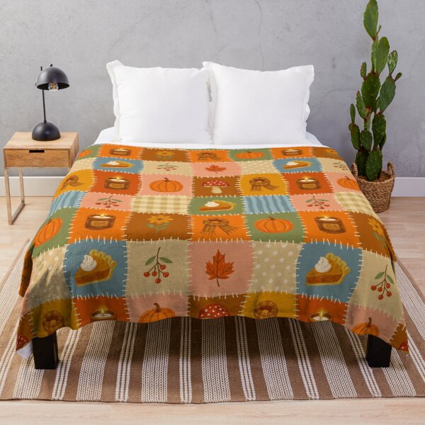 Item preview, Cozy Autumn Patchwork – Pumpkins, Pie, Candles & Fall Leaves designed and sold by OLAIZA.