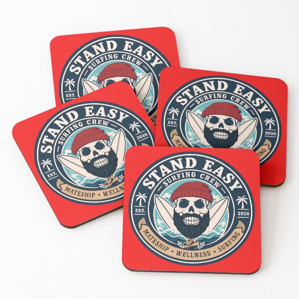Item preview, Stand Easy Veteran Surf Club Logo Sunshine Coast - Male Version Red Beanie Beard designed and sold by Bombergirls.