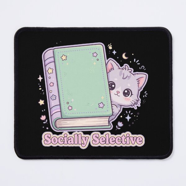 Item preview, Socially Selective - Cute Introvert Cat Book Lover designed and sold by Fulaly.
