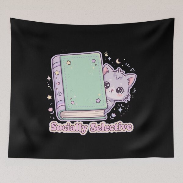 Item preview, Socially Selective - Cute Introvert Cat Book Lover designed and sold by Fulaly.
