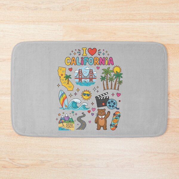 Item preview, I Love California Colorful Aesthetic Beach Culture Doodles & Landmarks designed and sold by mashmosh.