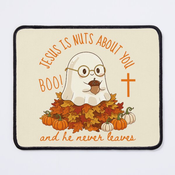 Item preview, Cute Ghost Boo Jesus is Nuts About You Love Jesus Christ Never Leaves Fall designed and sold by Forevermore.