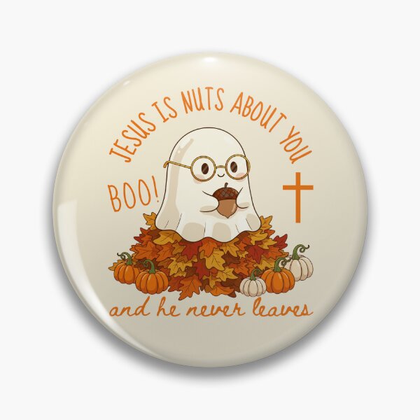 Item preview, Cute Ghost Boo Jesus is Nuts About You Love Jesus Christ Never Leaves Fall  designed and sold by Forevermore.
