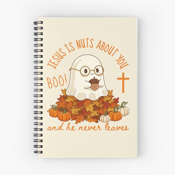 Item preview, Cute Ghost Boo Jesus is Nuts About You Love Jesus Christ Never Leaves Fall  designed and sold by Forevermore.
