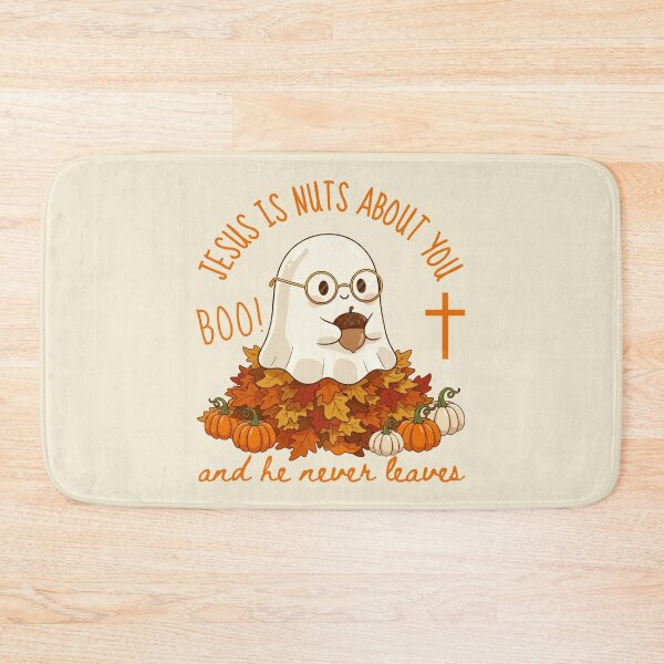 Item preview, Cute Ghost Boo Jesus is Nuts About You Love Jesus Christ Never Leaves Fall  designed and sold by Forevermore.