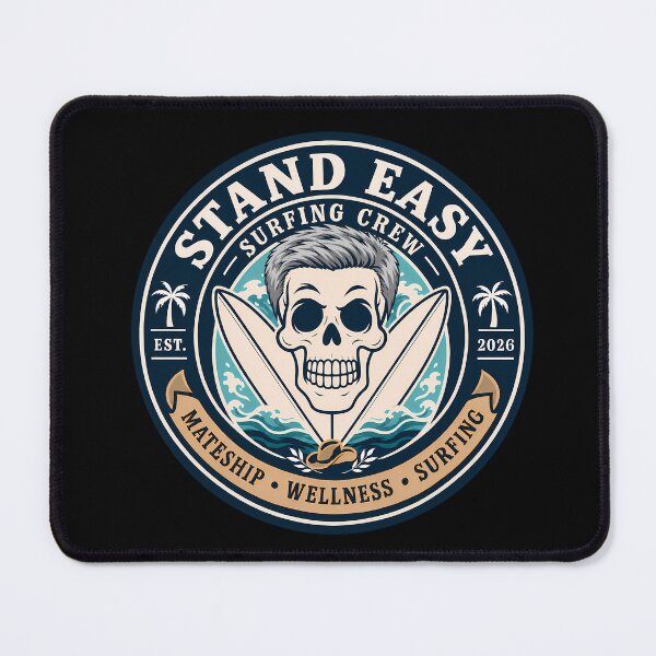 Item preview, Stand Easy Veteran Surf Club Logo Sunshine Coast - Male Version Grey Hair designed and sold by Bombergirls.