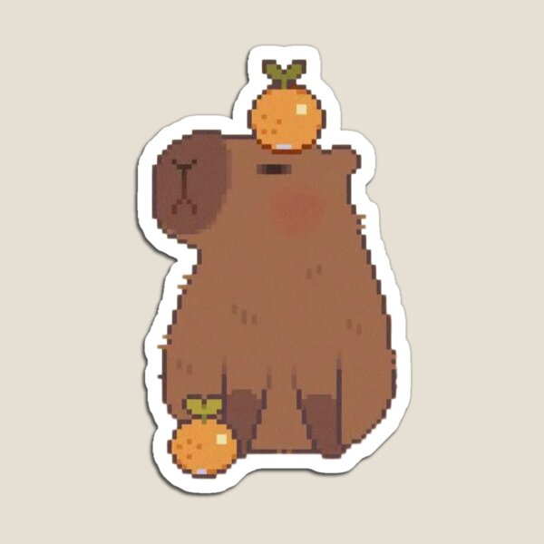 Artikelvorschau, Süße Pixel Art Kapibara mit Orangen Design entworfen und verkauft von MARQUES DESIGN ART .