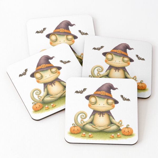 Item preview, Halloween Lotus Chameleon in a Witch’s Hat designed and sold by YogiAnimalArt.