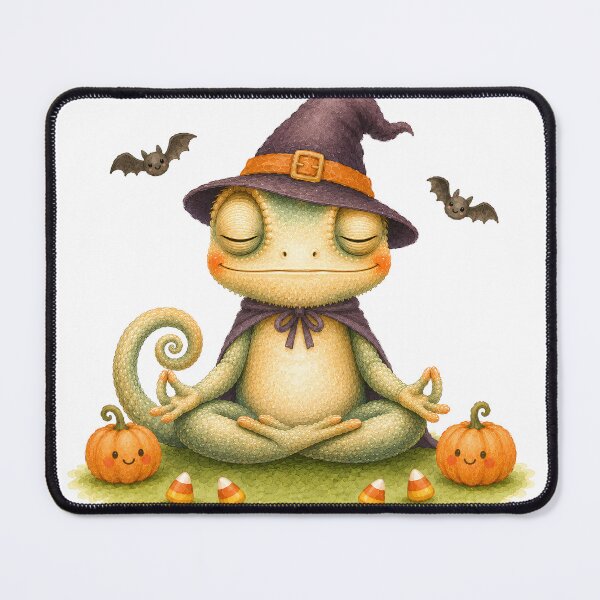 Item preview, Halloween Lotus Chameleon in a Witch’s Hat designed and sold by YogiAnimalArt.