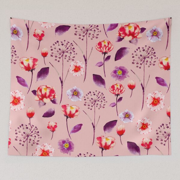 Item preview, Watercolor Floral Harmony — Pink & Purple Garden Pattern designed and sold by behappyandrelax.