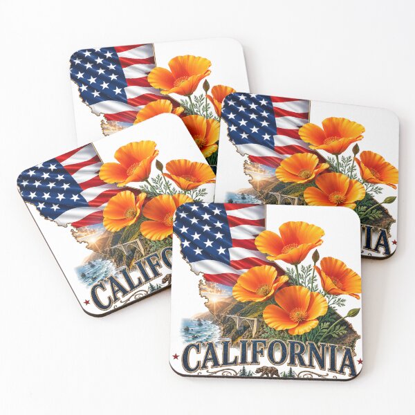 Item preview, California Golden Poppy State Pride American Flag Shirt – The Golden State Patriotic Coastal T-Shirt designed and sold by MOELYA.