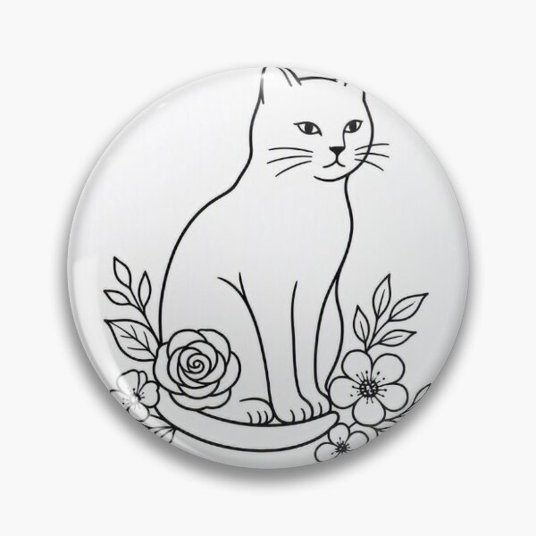 Item preview, Minimalist Cat with Flowers - Line Art Design designed and sold by SimpleLinesCo.