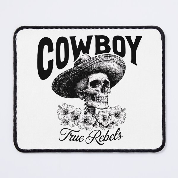 Item preview, Cowboy Skeleton “True Rebels” – Vintage Western Skull and Floral Rebel Design designed and sold by Snifferius.