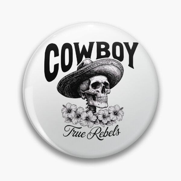 Item preview, Cowboy Skeleton “True Rebels” – Vintage Western Skull and Floral Rebel Design designed and sold by Snifferius.