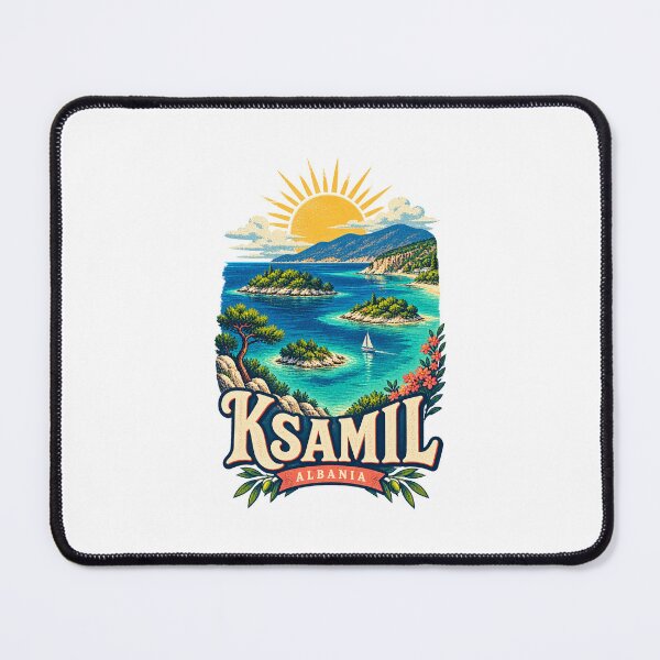 Item preview, Ksamil Albania Vintage Island Coast Travel Art designed and sold by AMICO77.