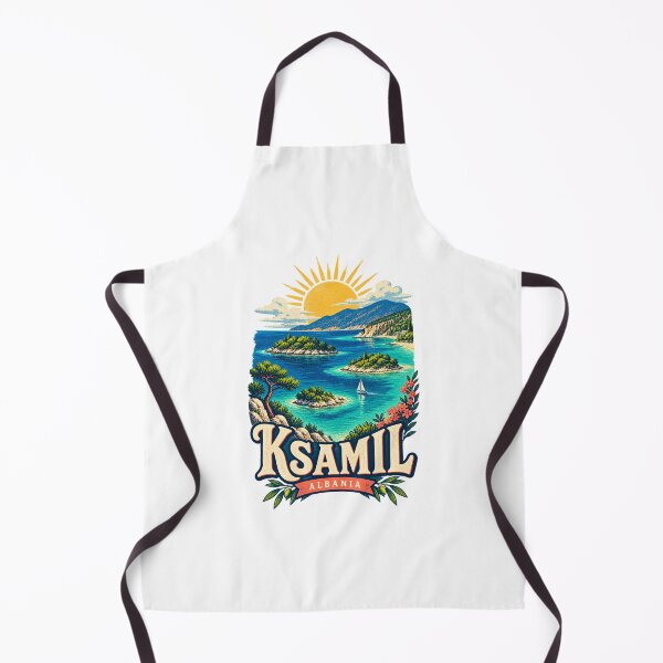 Item preview, Ksamil Albania Vintage Island Coast Travel Art designed and sold by AMICO77.