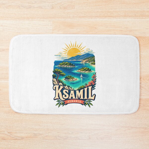 Item preview, Ksamil Albania Vintage Island Coast Travel Art designed and sold by AMICO77.