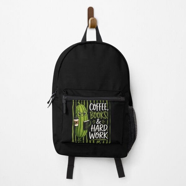 Item preview, Coffee Books & Hard Work Cute Pickle designed and sold by Basma Designs | Retro, Kawaii Shirts & Stickers.