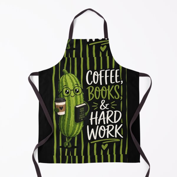 Item preview, Coffee Books & Hard Work Cute Pickle designed and sold by Basma Designs | Retro, Kawaii Shirts & Stickers.