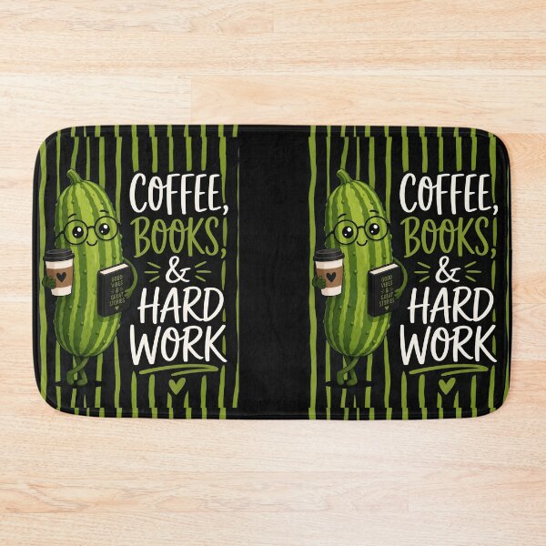 Item preview, Coffee Books & Hard Work Cute Pickle designed and sold by Basma Designs | Retro, Kawaii Shirts & Stickers.