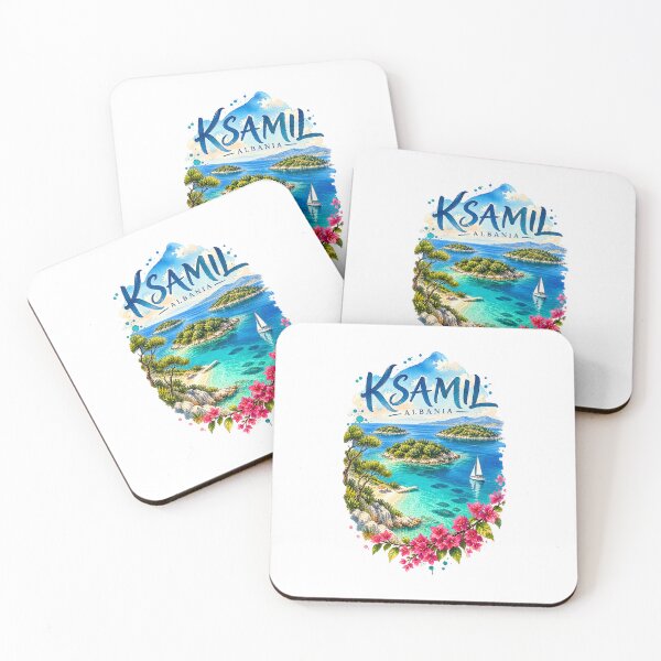 Item preview, Ksamil Albania Watercolor Cove and Islands designed and sold by AMICO77.