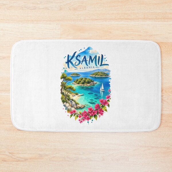 Item preview, Ksamil Albania Watercolor Cove and Islands designed and sold by AMICO77.
