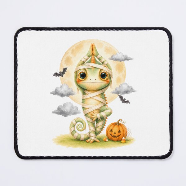 Item preview, Halloween Tree Pose Mummy Chameleon designed and sold by YogiAnimalArt.