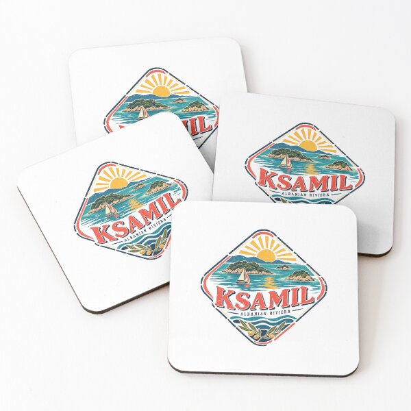 Item preview, Ksamil Albanian Riviera Retro Travel Stamp designed and sold by AMICO77.