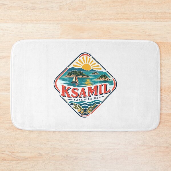 Item preview, Ksamil Albanian Riviera Retro Travel Stamp designed and sold by AMICO77.