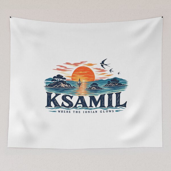 Item preview, Ksamil Ionian Sunset Linocut Travel Art designed and sold by AMICO77.