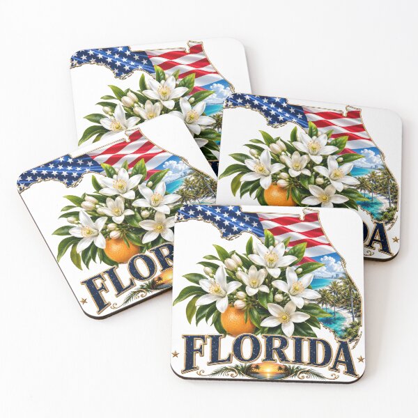 Item preview, Florida Orange Blossom State Flower American Flag Shirt – Sunshine State Patriotic Beach T-Shirt designed and sold by MOELYA.