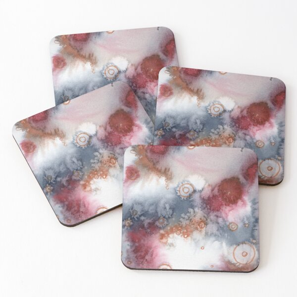 Item preview, Signals in the Weather, Grey and Crimson Abstract Watercolour designed and sold by ArithraStudio.