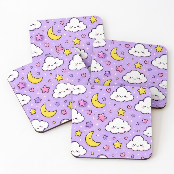 Item preview, Kawaii Moon & Clouds Pattern designed and sold by Car23314.