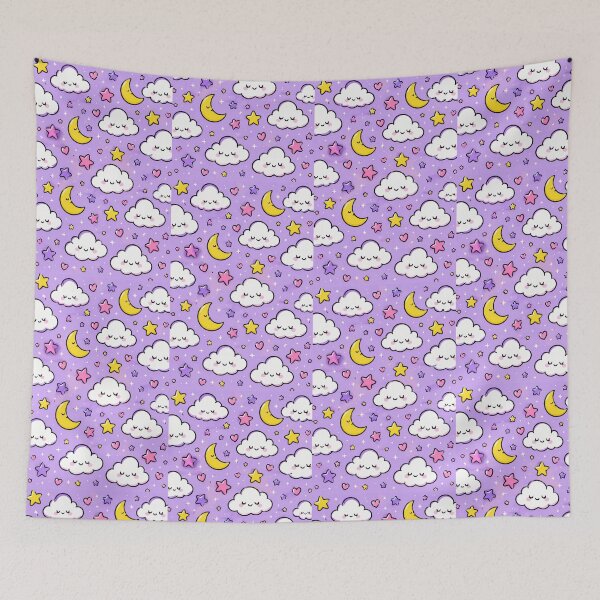 Item preview, Kawaii Moon & Clouds Pattern designed and sold by Car23314.
