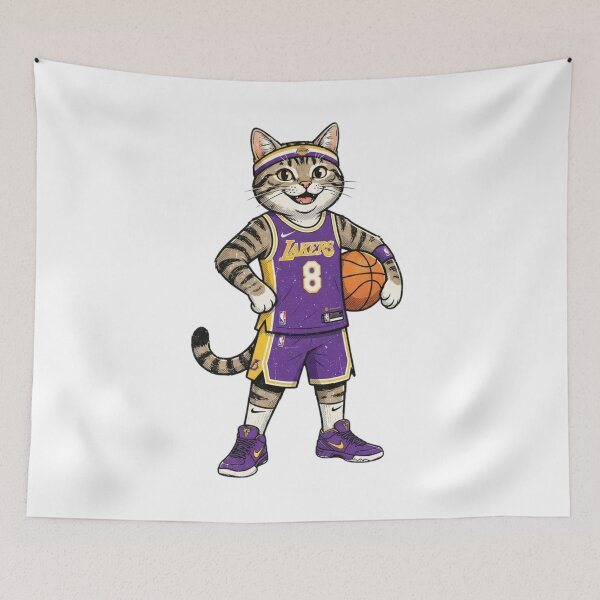 Item preview, Retro Funny Basketball Cat #8 Purple and Gold Jersey designed and sold by annaarthk.
