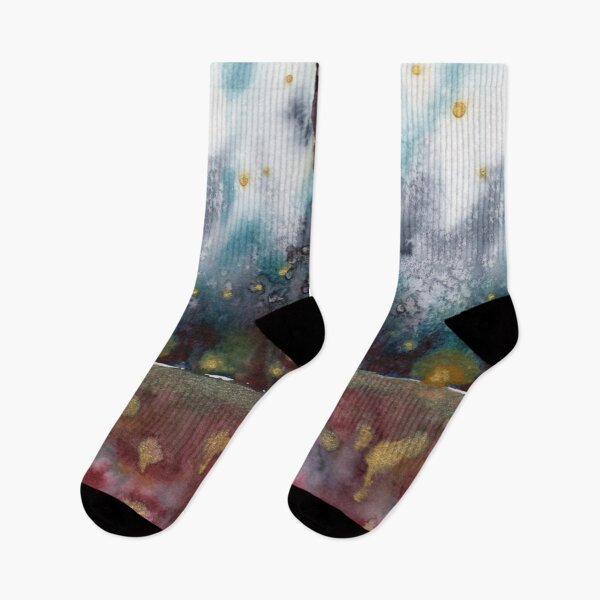 Item preview, Between Sky and Root, Teal Burgundy and Gold Abstract Watercolour designed and sold by ArithraStudio.