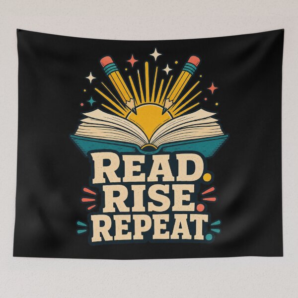 Item preview, Back to school Read Rise Repeat Retro Book Stack Reading Lover designed and sold by Uglyandcute.