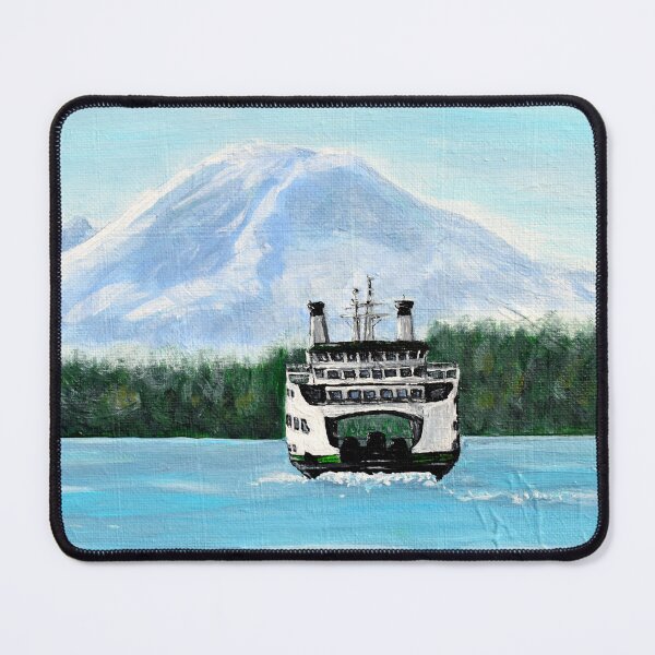 Item preview, Ferry in Front of Mt. Rainier Painting designed and sold by Art by Kirsten Sneath.