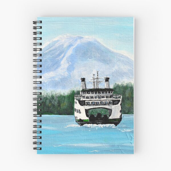 Item preview, Ferry in Front of Mt. Rainier Painting designed and sold by Art by Kirsten Sneath.