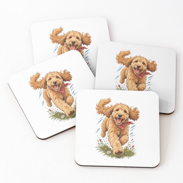 Item preview, Joyful Running Goldendoodle Meadow Art designed and sold by AMICO77.