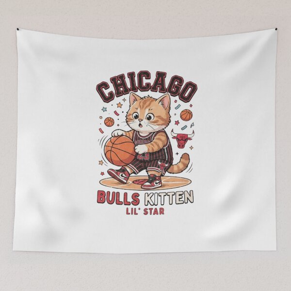 Item preview, Chicago Bulls Kitten Basketball Player - Cute Lil Star Cat designed and sold by annaarthk.