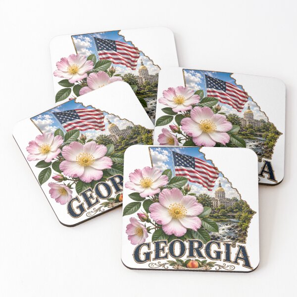 Item preview, Georgia Cherokee Rose State Flower American Flag Shirt – Peach State Patriotic T-Shirt designed and sold by MOELYA.